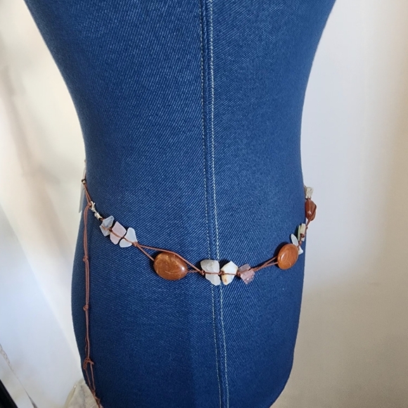 Natural Stone and Raw Crystal String Waist Chain Belt or Necklace - Picture 4 of 10